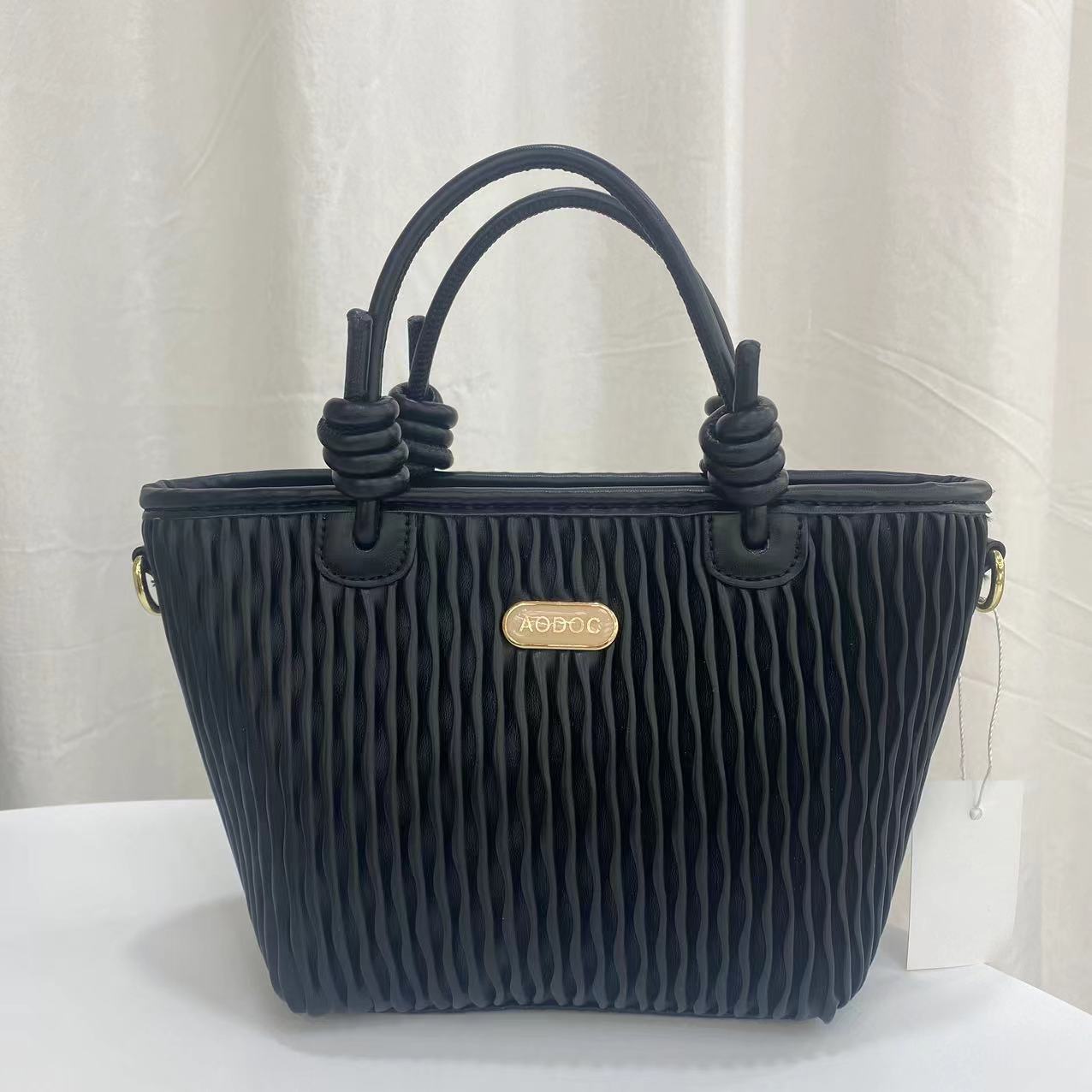 Luxury Leather French Knotted Stripe Handbag For Female