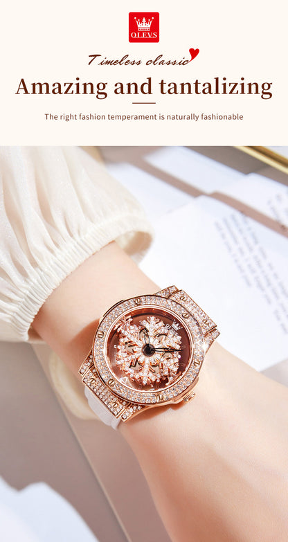 Luxury Diamond Pentacle rotates dial 360 Degrees Wristwatch For Female