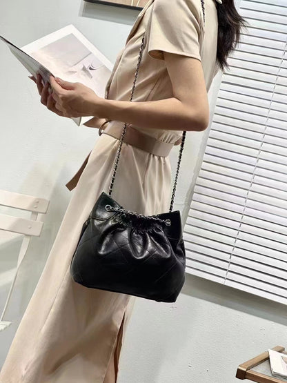 Luxury Leather Metallic Charm Handbag For Female