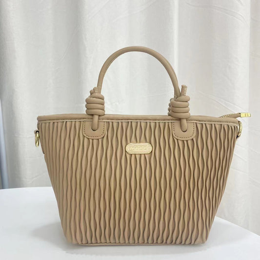 Luxury Leather French Knotted Stripe Handbag For Female