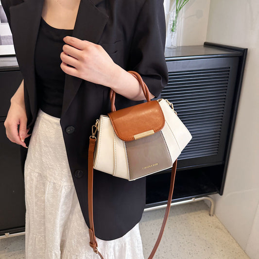 Luxury Contrast colors Trendy Fashion elegant wing Ladies Handbag Brown